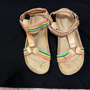 Cat & Jack Multi Coloree Rainbow Strappy Sandals Girl Size 2